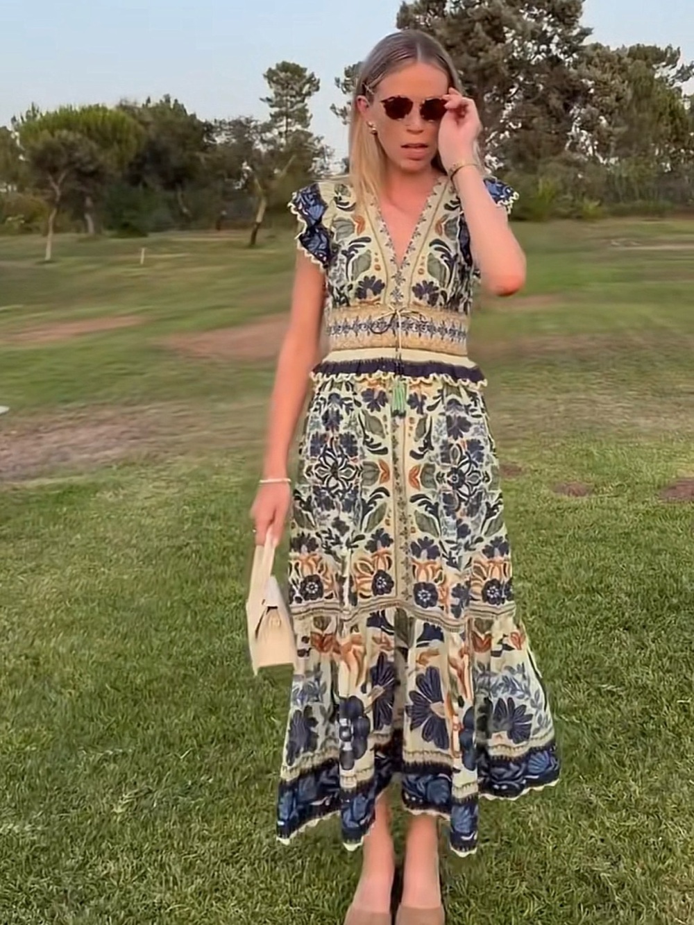 Farm Rio Green Floral Ocean Tapestry Maxi Dress - Picture 6 of 6